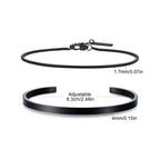 Minimal Chain Link Cuff Bracelet Set — Stainless Steel