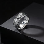 Fashion Retro Moon Sun Ring for Men, 8mm Chunky Stainless Steel Ring, Punk Personality Finger Jewelry Size 7 8 9 10 11