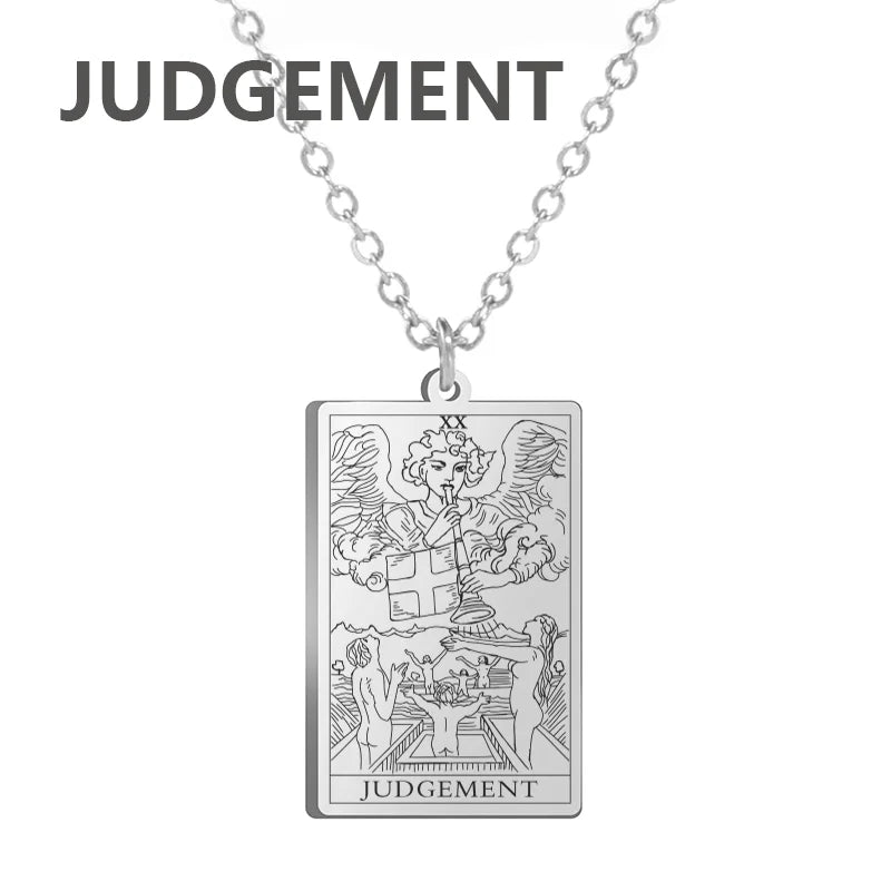LIKGREAT Tarot Card Necklace Major Arcana Tarots Stainless Steel Necklaces Divination Jewelry Birthday Gift for Women
