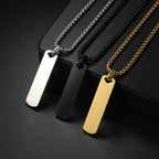 Square Bar Pendant Necklace — Stainless Steel