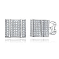 Iced Out Square Stud Earrings — 925 Silver