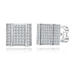 Iced Out Square Stud Earrings — 925 Silver