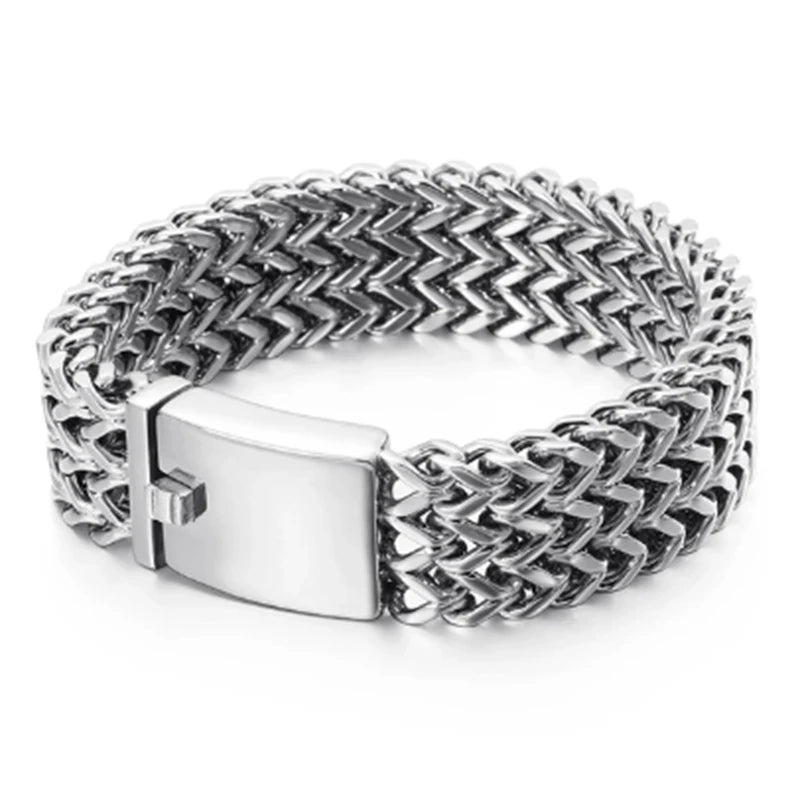 12/18/30mm Wide Mesh Chain Stainless Steel Bracelet for Men Shiny Rock Cool Boy Wristband Heavy Metal Jewelry Gift