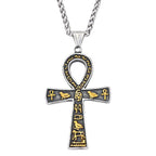 Vintage Punk Anka Cross Pendant Stainless Steel Egyptian Necklaces For Men Women Unique Rune Amulet Jewelry Gifts