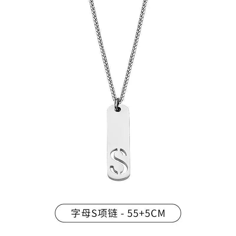 Steel Pendant Letter Rectangle Tags Initial