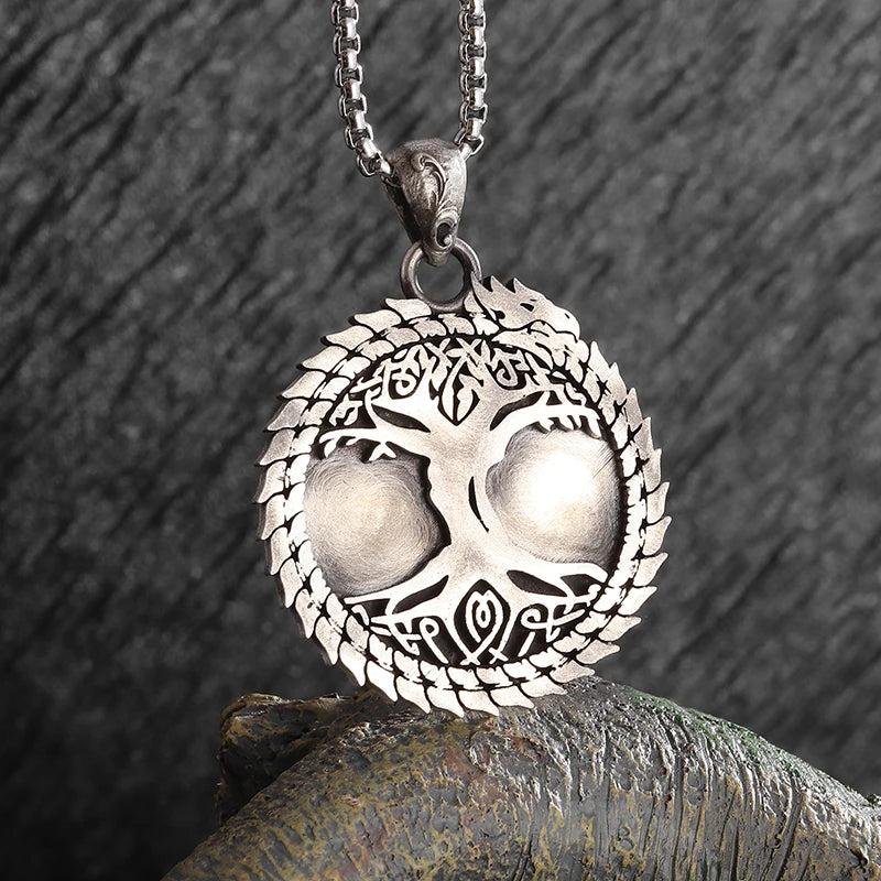 Nordic Rune Compass Necklace — Stainless Steel
