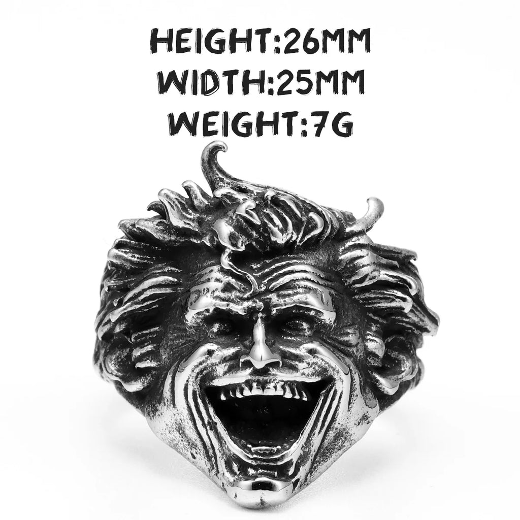 Clown Portrait Ring Stainless Steel Gothic