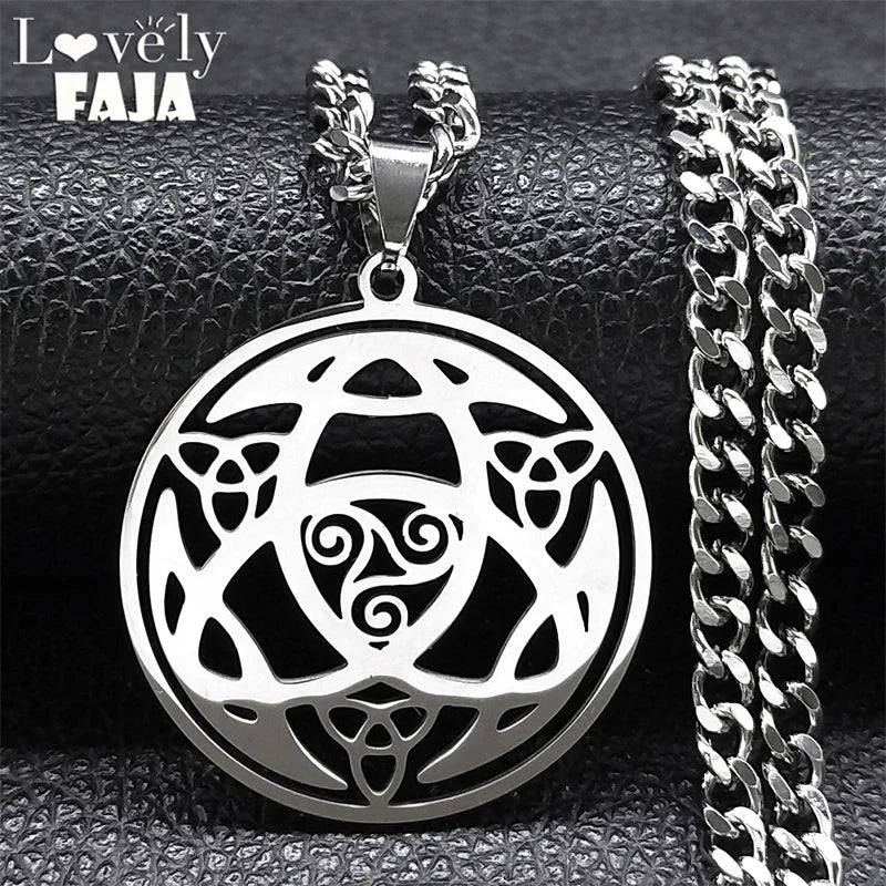 Celtic Trinity Triple Spiral Pendant — Silver