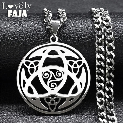 Celtic Trinity Triple Spiral Pendant — Silver