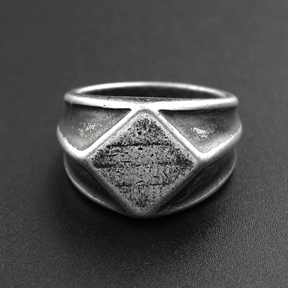 Vintage Geometric Rhombic Signet Ring — Stainless Steel
