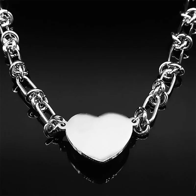 Heart Pendant Necklace Set — Stainless Steel