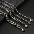 Bwise 1 piece Size 3.6mm-9mm Men's Necklace Stainless Steel Cuban Link Chain Bracelet Necklace Steel Color Male Jewelry