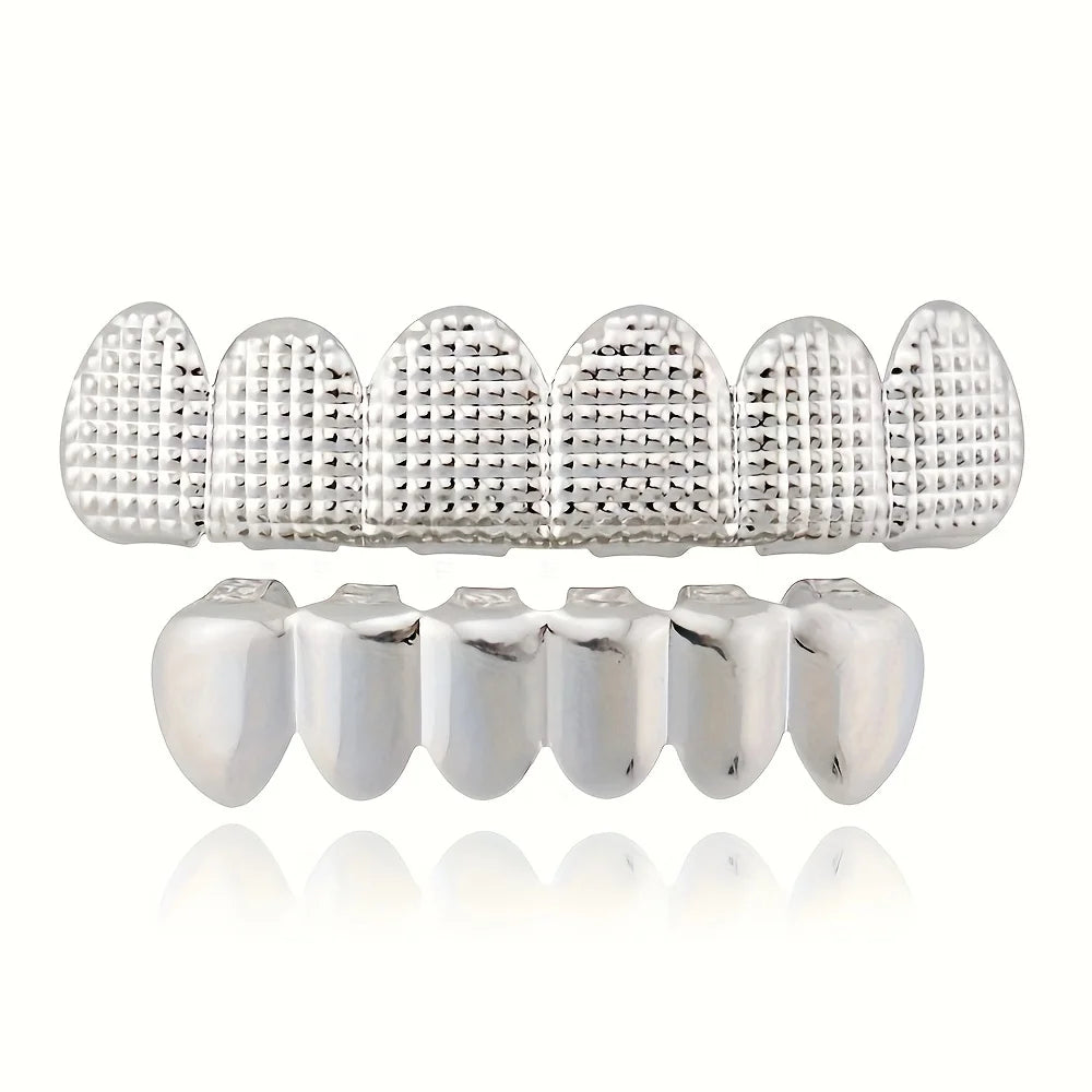 Textured Grid Teeth Braces Stickers — Upper & Lower Decorative
