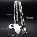 Africa Map Silver Pendant Necklace — Stainless Steel