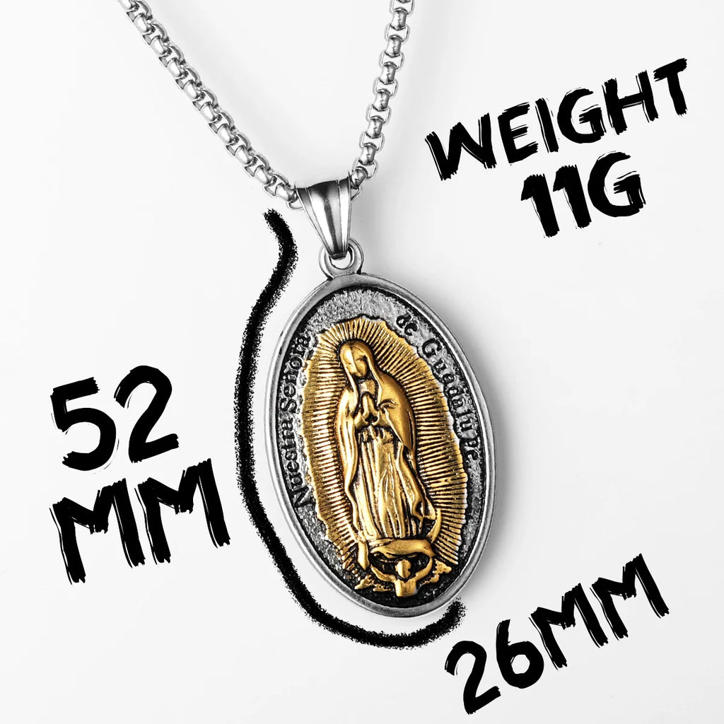 Guadalupe Pendant Necklace Stainless Steel Vintage