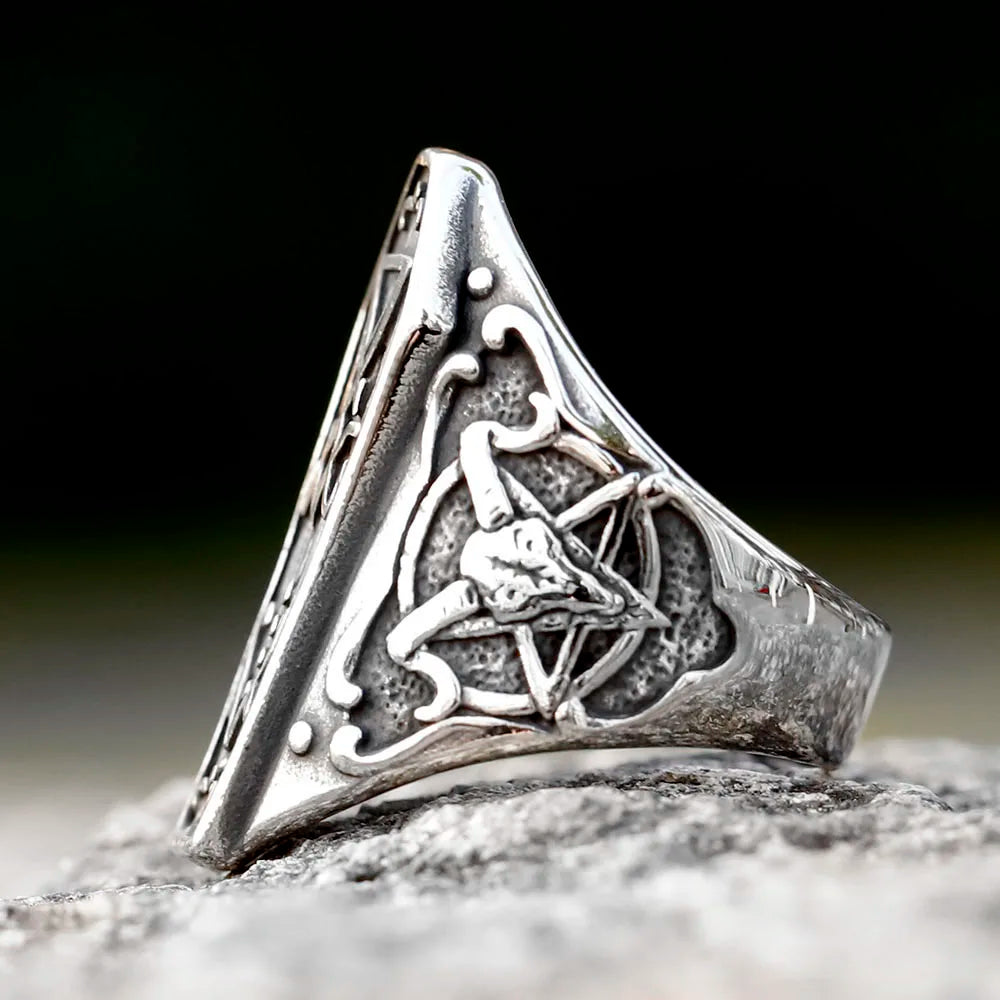 Gothic Lucifer Satan Signet Ring — Vintage Amulet