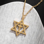Hamsa Hands of Fatima Hebrew Pendant Stainless Steel Jerusalem Star of David Necklace Women's Jewish Jewelry