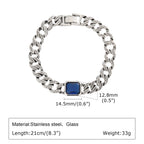 Cuban Blue Stone Chain Bracelet — Stainless Steel