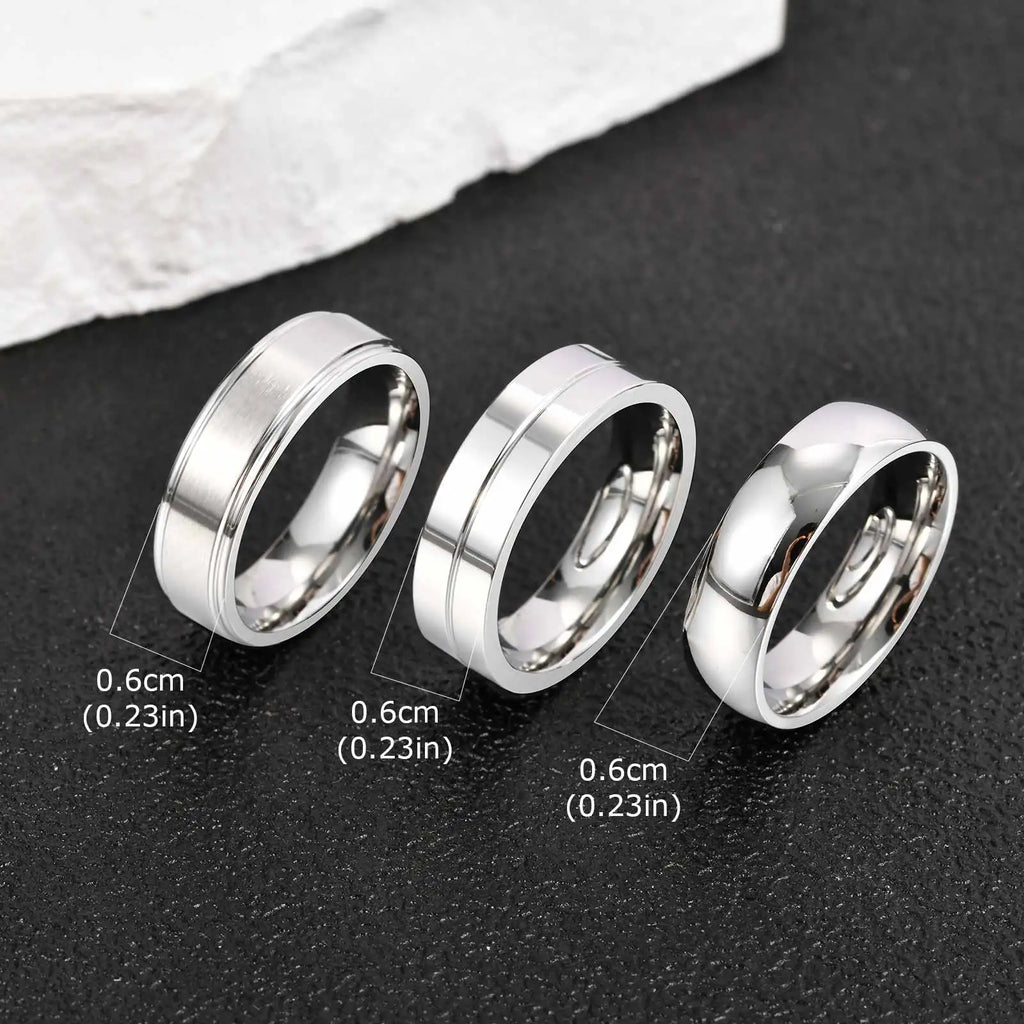 Vnox 3pcs/set Men's Stainless Steel Rings Set, Black Silver Gold Color Wedding Band, Anniversary Birthday Party Jewelry