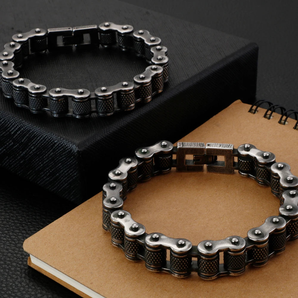 Punk Rock Bracelet for Man 11/13MM Men's Stainless Steel Motorcycle Chain Bracelets Biker Jewelry Hip Hop Charms for