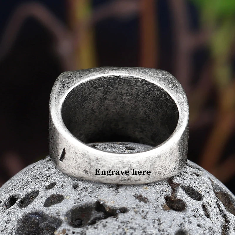 Vintage Gothic Rectangle Engravable Ring — 316L Stainless Steel