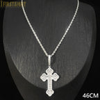 Iced Out Infinity Cross Necklace for Men Women Silver Color Prong Setting Cubic Zirconia Charm Star Link Chain Hip Hop