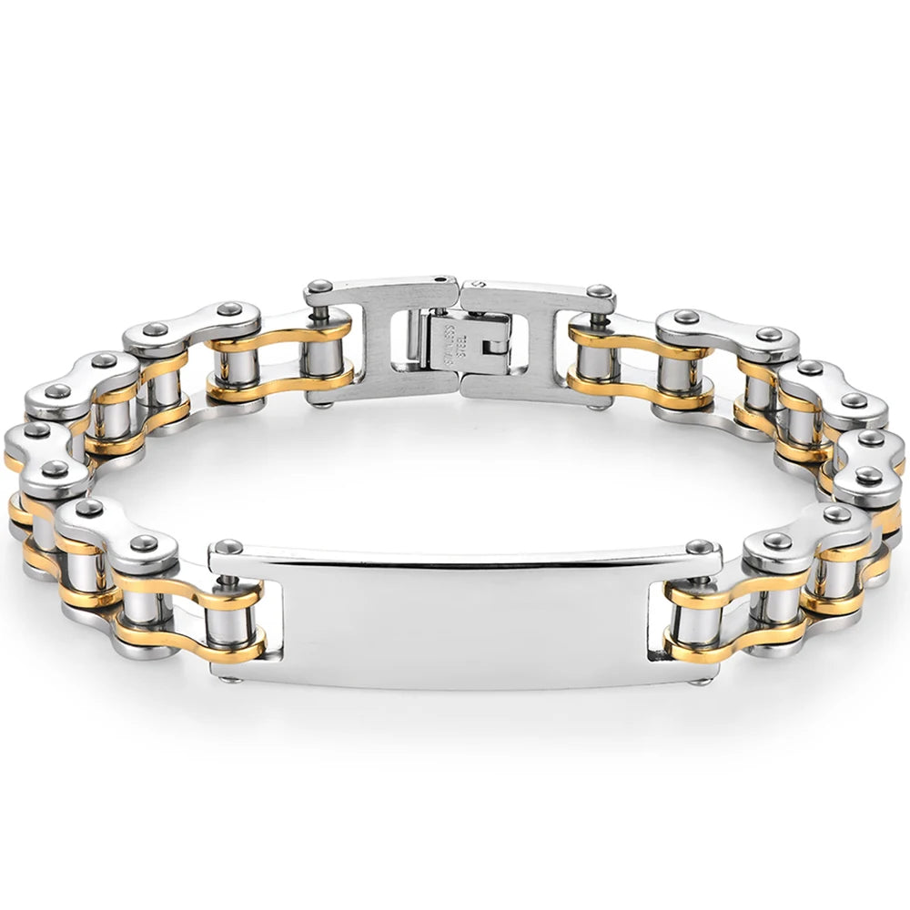 12MM Motorcycle Bike Chain Bracelet for Men Stainless Steel Bicycle Link Design Men's ID Bracelets Punk Rock Jewelry 10