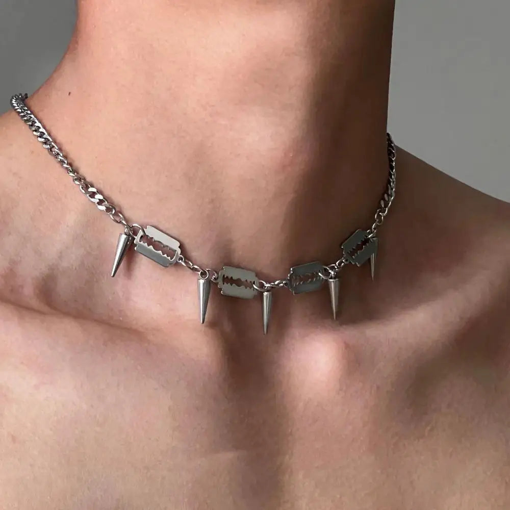 Punk Razor Spike Pendant Necklace