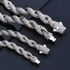 Iced Out Rope Chain Necklace Stainless Steel CZ