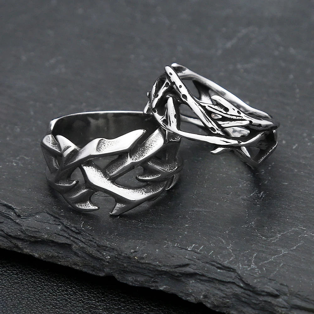 Viking Steel Ring Vintage Hollow Out Thorns