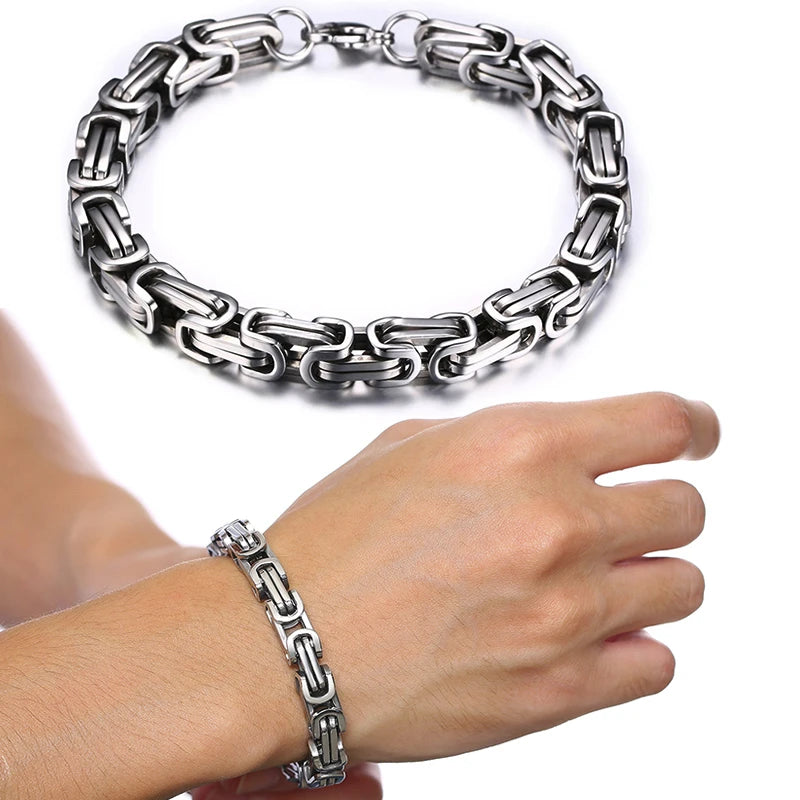 Byzantine Chain Bracelet 8mm — Stainless Steel