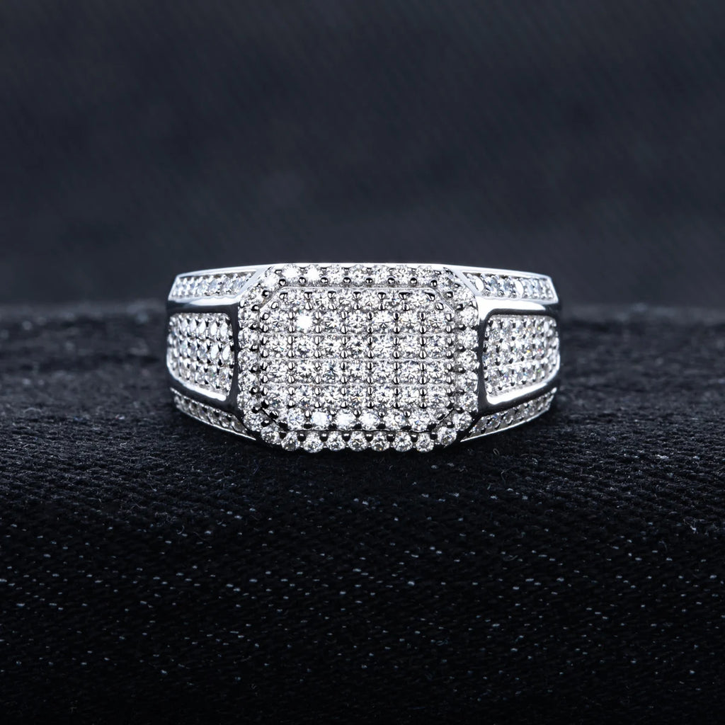 Iced Out Moissanite Ring — 925 Silver