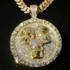 Exquisite Luxury Three Gollum Head Pendants Round Rap Singer Hip Hop Can Pair with Cuban Chain Necklace 3D Pendant