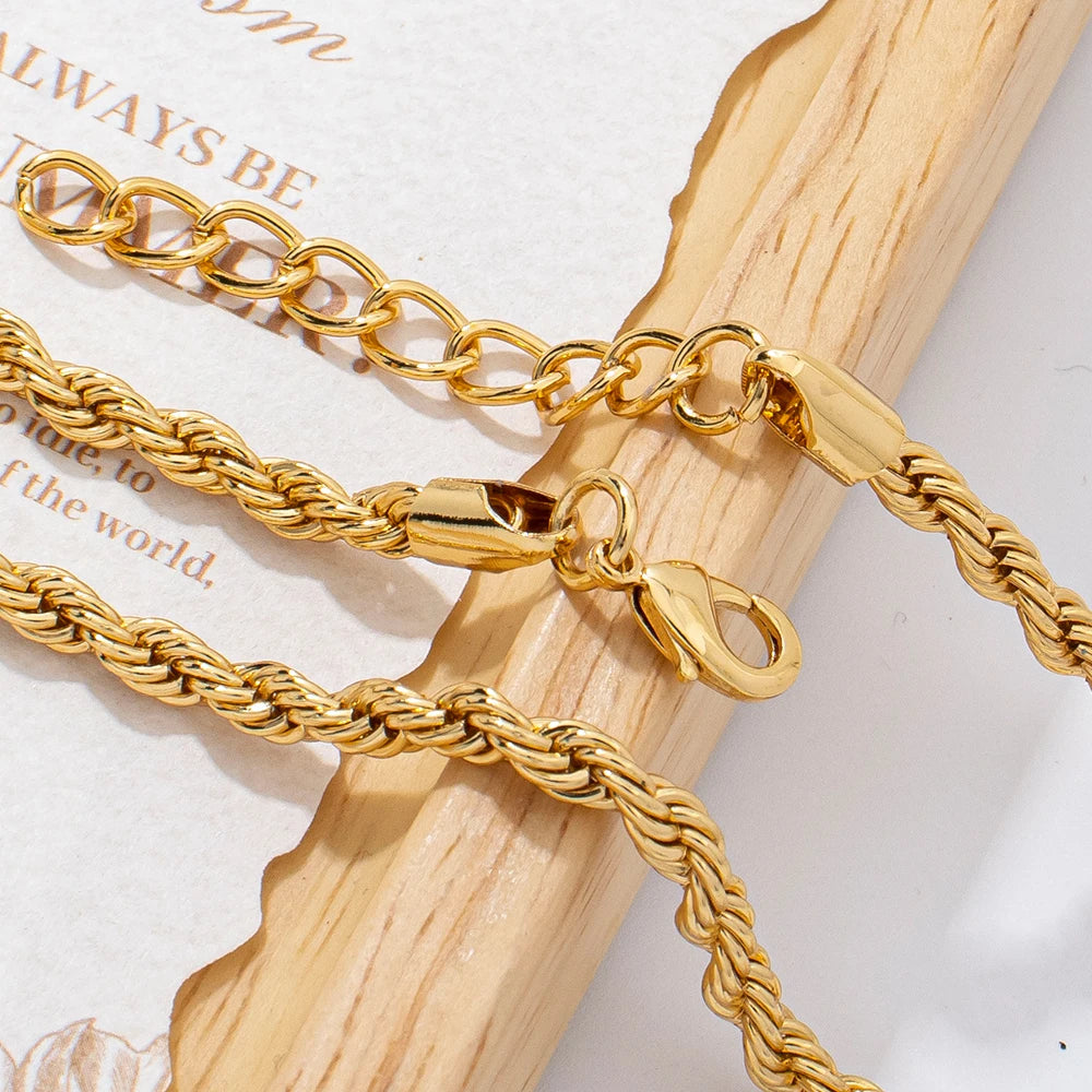 YM Jewelry 2/3/4/5/6MM Classic Twisted Rope Chain Stainless Steel Necklace Fashion Jewelry Accessories For Men Women Unisex
