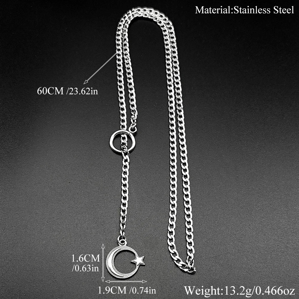 Star Steel Pendant Islamic Arabic Crescent Moon