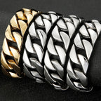 Matte Polished Gold Color Stainless Steel Men's Bracelet for Man 20MM Curb Link Chain Wrist On Hand Bands Jewelry
