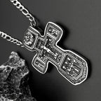 Jesus Crucifix Cross Orthodox Necklace for Women Men Stainless Steel Christian Believer Chain Necklace Vintage Charm