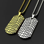 Grid Groove Dog Tag Pendant Necklace For Women Men Hip Hop Stainless Steel Male Punk Street Power Chain Jewelry