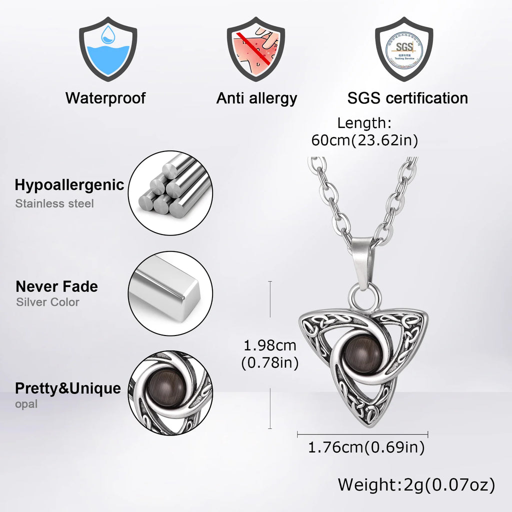 Vintage Geometric Necklaces for Men,Stainless Steel Celtic Knot Necklace,Gothic Punk Jewelry Gift for Husband Son Dad