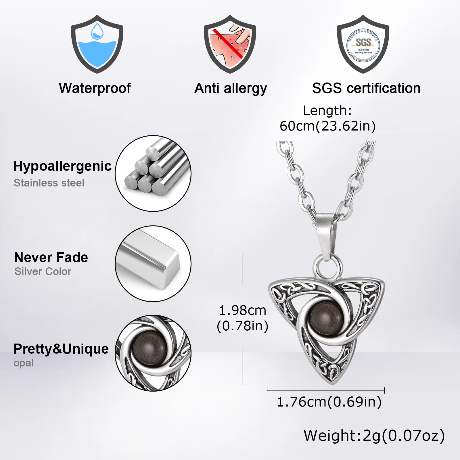 Vintage Geometric Necklaces for Men,Stainless Steel Celtic Knot Necklace,Gothic Punk Jewelry Gift for Husband Son Dad