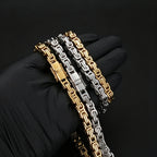 Iced Out Byzantine Chain Necklace & Bracelet — Stainless Steel