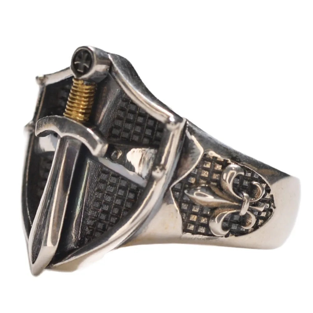 Medieval Templar Shield Open Ring — Zinc Alloy