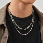 Two-Tone Cuban Box Rope Chain Necklace Set