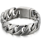 Matte Polished Gold Color Stainless Steel Men's Bracelet for Man 20MM Curb Link Chain Wrist On Hand Bands Jewelry