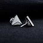 Iced Out Triangle Stud Earrings — 925 Silver