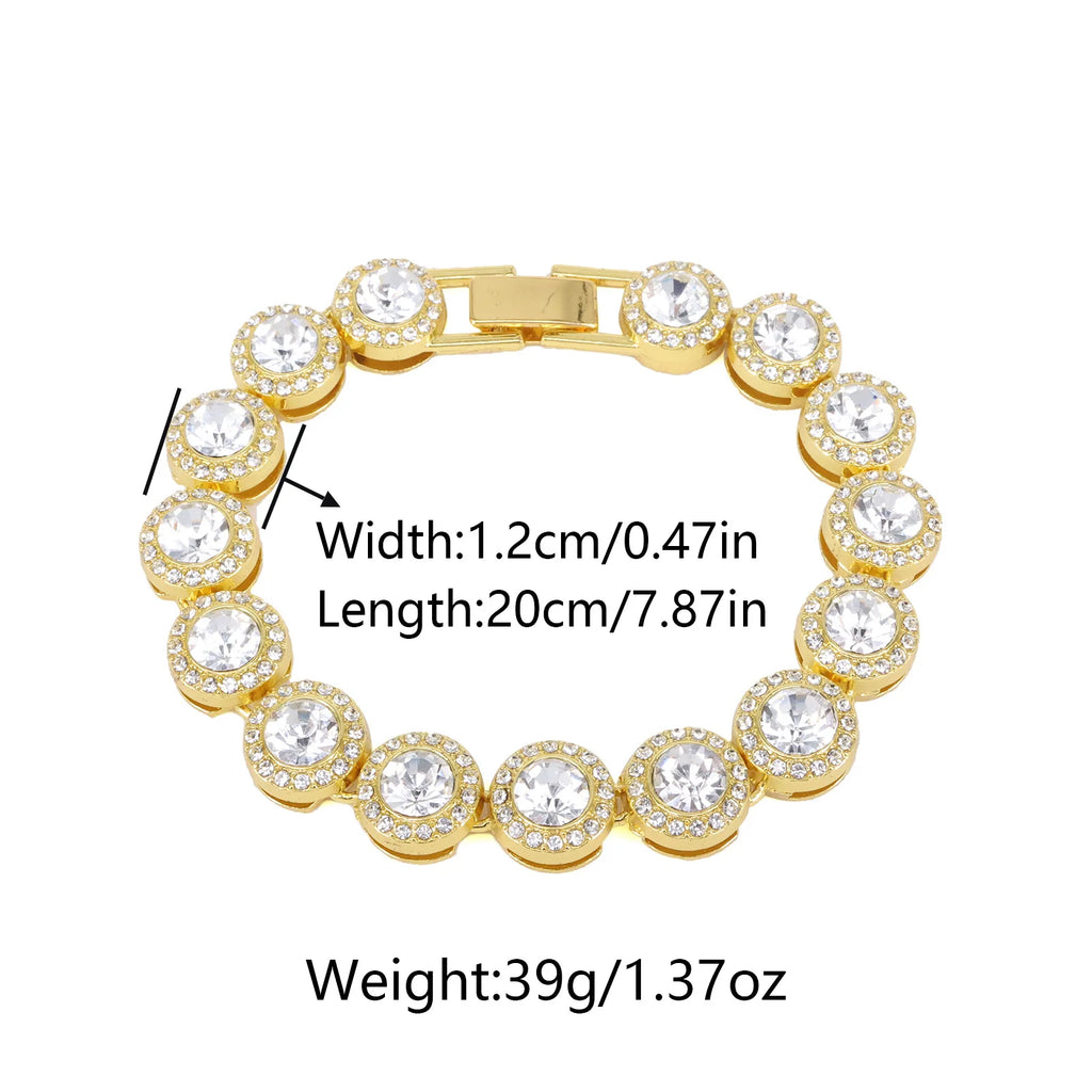 Round Rhinestone Tennis Bracelet & Necklace Set, 12mm Wide