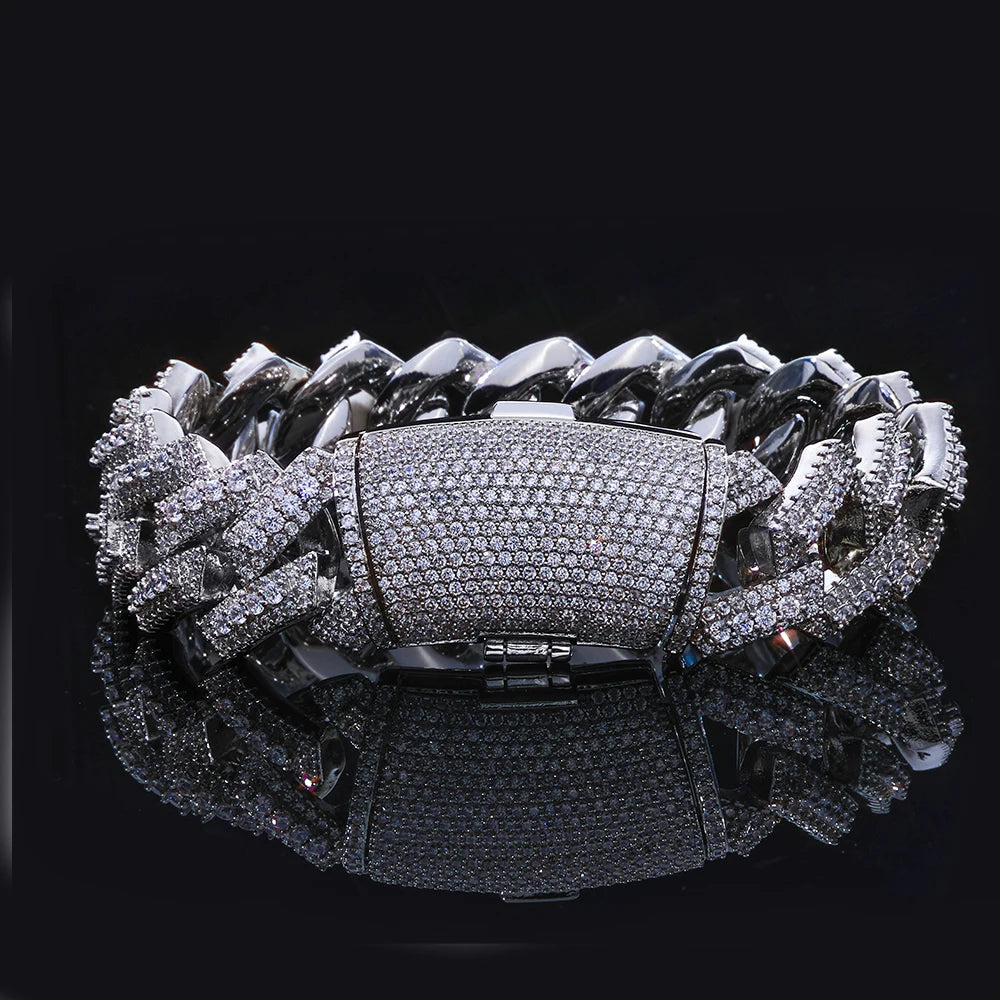 Gold Cuban Bracelet Iced Out 18MM 3-Row