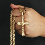 Ancient Crystal Jesus Christ Crucifix Necklace — Stainless Steel