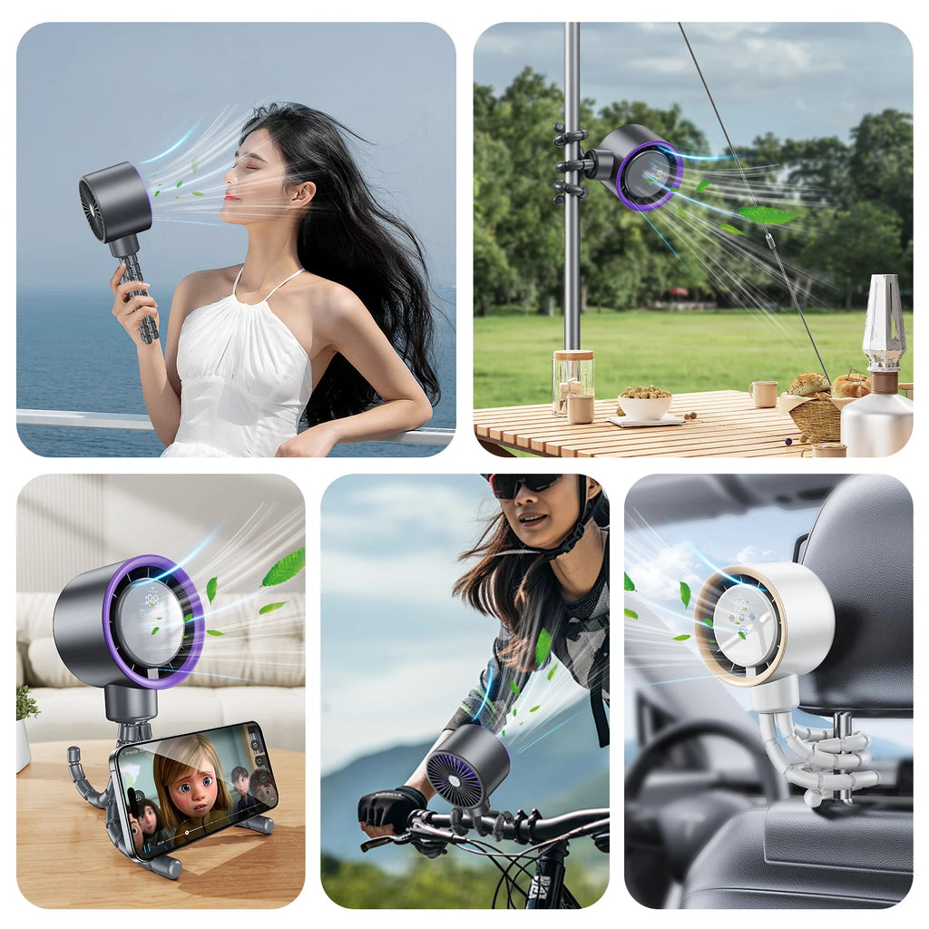 Eary Portable Desk Octopus Fan With 4000mAh Battery 100 Speeds Wind Digital Display Stroller Fan Personal Summer Air