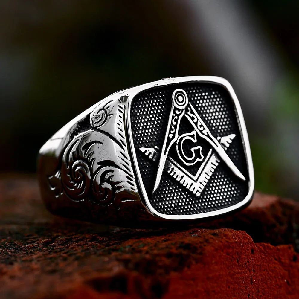 Vintage Masonic Ring — Stainless Steel